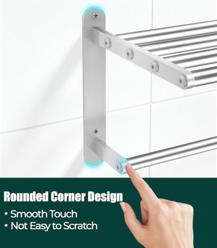 16 Inch Double Towel Rack Wall Mount Stainless Steel Bathroom Storage