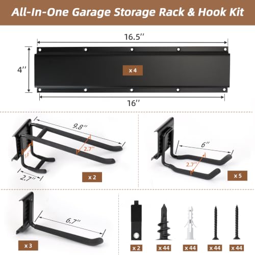 66-Inch Garage Tool Organizer Wall Mount with 700LBS Capacity - Heavy Duty Garden & Workshop Storage
