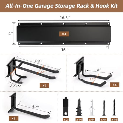 66-Inch Garage Tool Organizer Wall Mount with 700LBS Capacity - Heavy Duty Garden & Workshop Storage