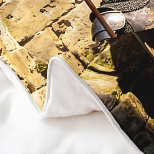 Medieval Knight Duvet Cover Set Twin Size Black Brown White - Kids Bedding
