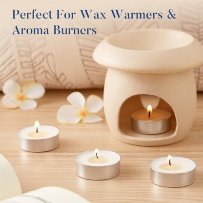 Crenovo Soy Tea Light Candles 96 Pack - Unscented, 4 Hour Burn Time