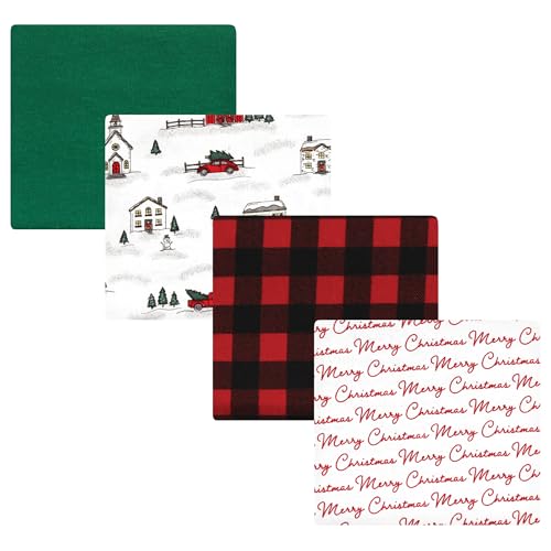 Baby Receiving Blankets 4 Pack - Little Treasure Flannel, One Size Holiday Village