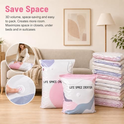 Medium Vacuum Storage Bags for Clothes & Bedding - No Pump Needed, Press & Seal, Airtight Closet Organizer