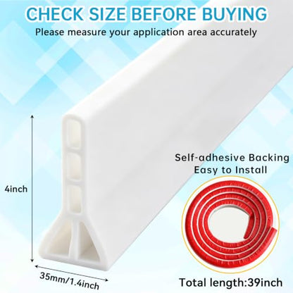 39-Inch High Silicone Shower Water Dam - Collapsible & Waterproof Barrier for Bathroom