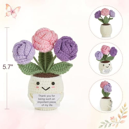 Thank You Gifts for Women - Handcrafted Crochet Rose Flower