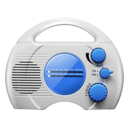 Waterproof Portable Shower Radio with AM/FM, Built-in Speaker, Adjustable Volume