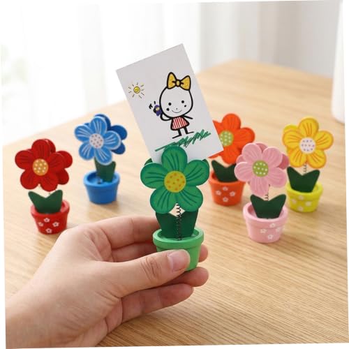 Bingo Ticket Holder Set - Wooden Flower Clip Holders for Cards Notes Photos
