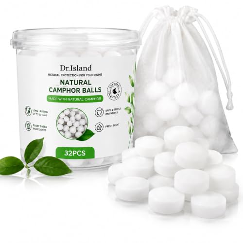 Natural Camphor Balls for Aromatherapy Pooja Rituals and Odor Elimination - 70g 32pcs