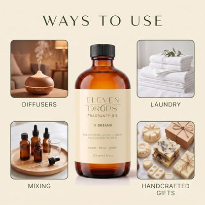 11 Dreams Fragrance Oil - Hotel-Inspired Diffuser Scent, Pet-Friendly, 4oz