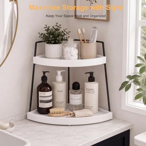 2-Tier Corner Counter Organizer for Coffee Station - Black & White