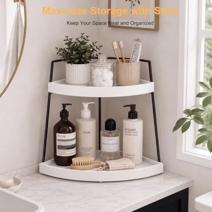 2-Tier Corner Counter Organizer for Coffee Station - Black & White