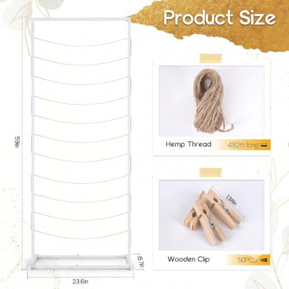 White Photo Display Board Holder - Adjustable Metal Picture Collage Stand