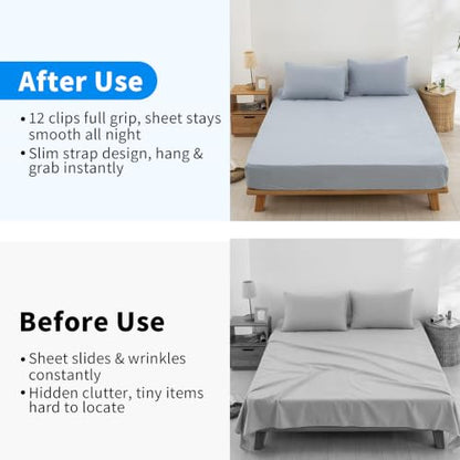 Adjustable Bed Sheet Fasteners - Elastic Mattress Corner Straps for All Mattress Sizes