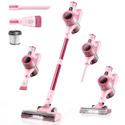 Dzaki Cordless Stick Vacuum Cleaner 650W 55KPa, Cranberry - Pet Hair & Floor Cleaner