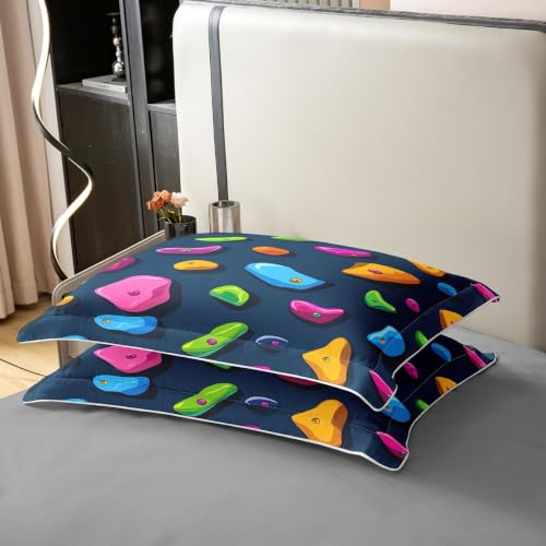 Navy Blue Full Size Climbing Wall Cotton Duvet Cover Set for Kids & Adults