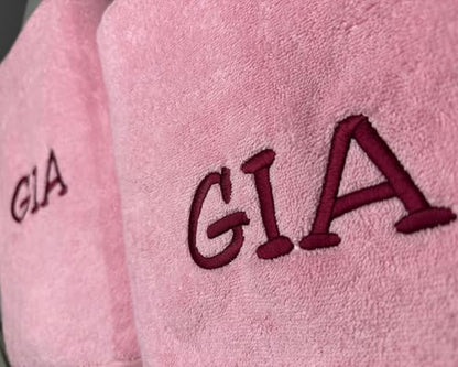 Personalized Turkish Cotton Wash Towels Set of 2 - Pink Initials & Name