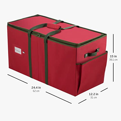 Large Christmas Ornament Storage Box with Dividers - Holds 80 3-Inch Ornaments, Red - Holiday Decor Organizer
