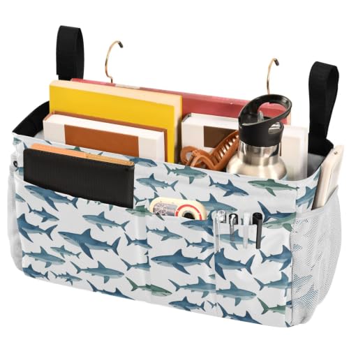 Bunk Bed Bedside Organizer Caddy with 6 Pockets Hooks Storage Bag