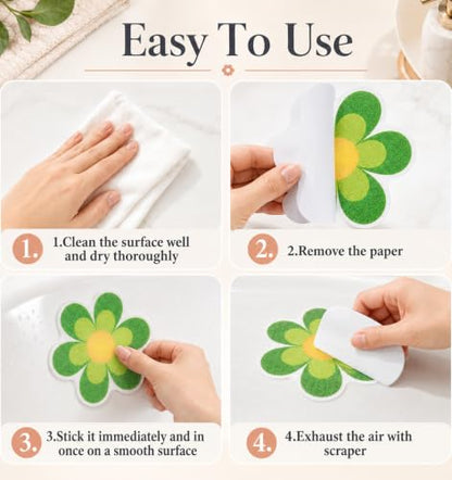 20PCS Non-Slip Shower Stickers with Adhesive Daisy Flower Design