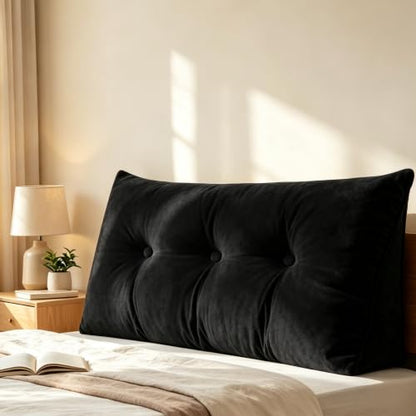Twin XL Wedge Pillow for Headboard with Side Pocket - Support & Reading