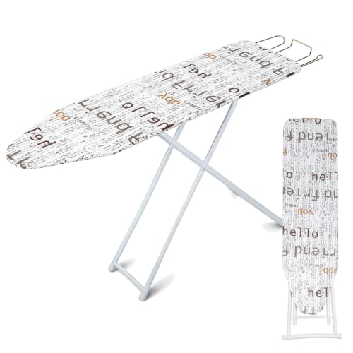 Foldable 42-Inch Ironing Board with Heat-Resistant Cover - White
