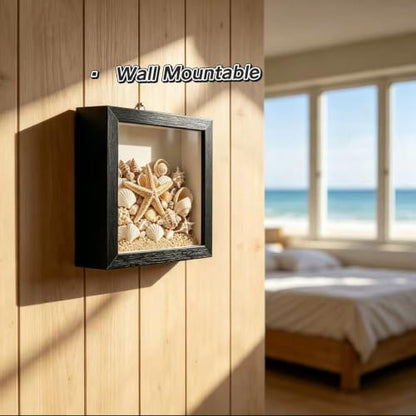 Square Shadow Box Display Frame with Slot - 5x5 Black