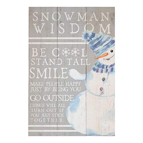 Rustic Christmas Sign with Snowman Wisdom - 16 x 10.75 Inch Wooden Holiday Decor - Farmhouse Winter Wall Art - Snowman Variation
