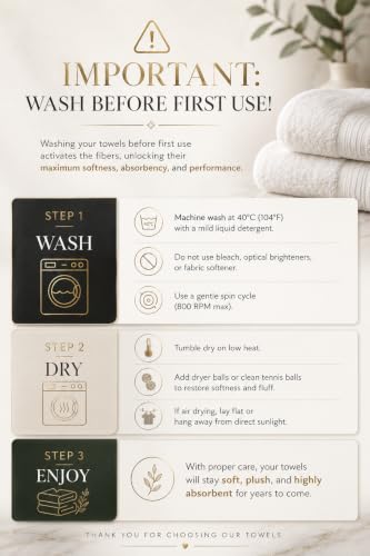 Ultrasoft Bath Towel Bundle - 100% Long Staple Cotton, 600 GSM, Quick Dry