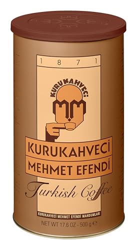 KURUKAHVECI MEHMET EFENDI Turkish Coffee, Arabica Beans, Roasted Ground,Rich Aroma, Fresh, Medium to Heavy-bodied, Original Taste Since 1871 (17.6 OZ / 500 Gr)