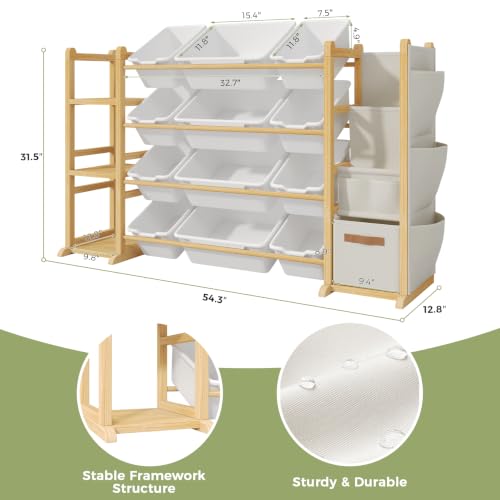 Kids Toy Storage Organizer with 12 Bins & Shelves - White