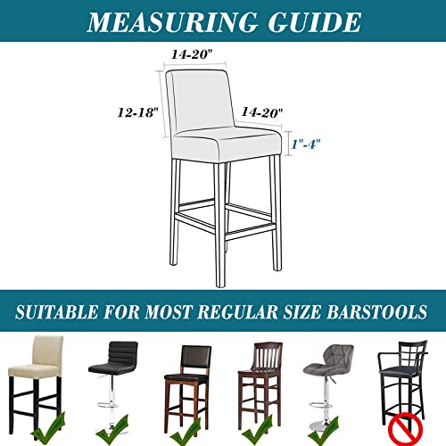 Beige Velvet Bar Stool Cover 4-Pack - Stretch Chair Slipcovers for 13-17 Inch Back Height