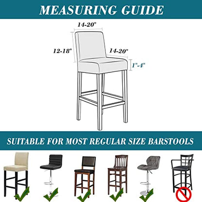 Beige Velvet Bar Stool Cover 4-Pack - Stretch Chair Slipcovers for 13-17 Inch Back Height
