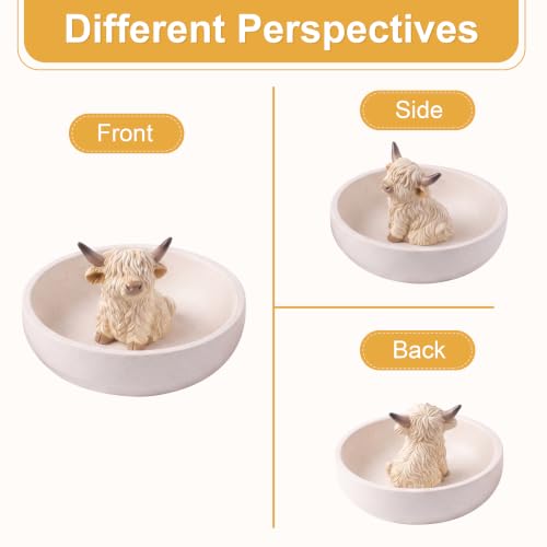 Highland Cow Jewelry Dish Holder - Rustic Ring Tray with Color-2