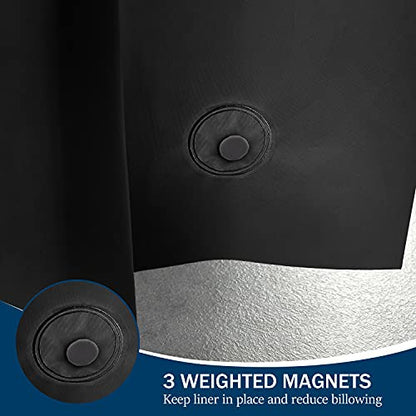 downluxe Shower Curtain Liner, PEVA Plastic Shower Liner with 3 Magnets, 72" x 72" Waterproof Bathroom Curtain, Grey, 1 Pack