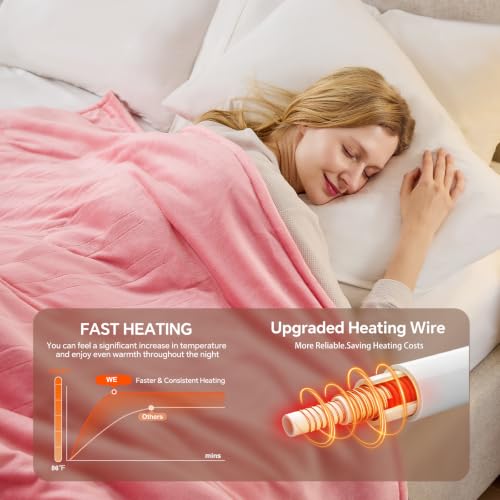 Pink Twin Electric Heated Blanket 62x84 ETL Safety Certification