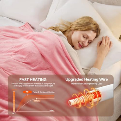 Pink Twin Electric Heated Blanket 62x84 ETL Safety Certification