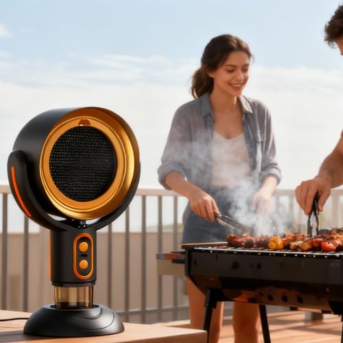 Portable Smoke Purifier Fan for Indoor Cooking & BBQ - Gold