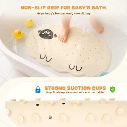 UNEEDE Non Slip Bathtub Mat for Kids Sheep Design - Safe Bath Accessory