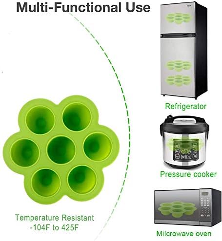 ROTTAY Silicone Egg Bites Molds - 7-Piece Set with Steamer Rack & Heat-Resistant Handles for Instant Pot