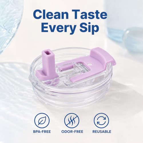 Replacement Flip Straw Lid for Stanley Quencher H2.0 40oz Water Bottle - White