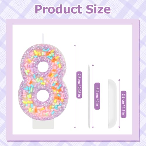 Pastel Birthday Candle Purple Number 8 Cake Topper - Sweet Macaron Design
