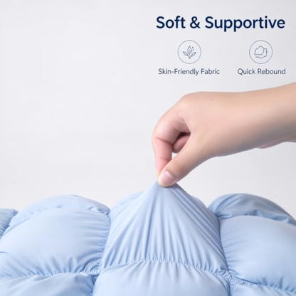 Cooling Pillow with Ice Silk Cover - Baby Blue, Cloud Puff Support