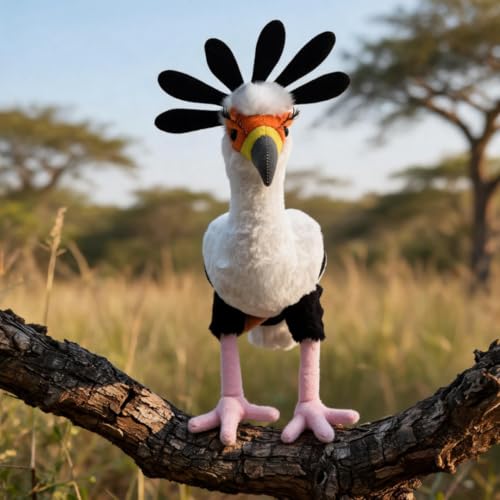12-Inch Realistic Secretary Bird Plush Stuffed Animal for Home Decor and Gift