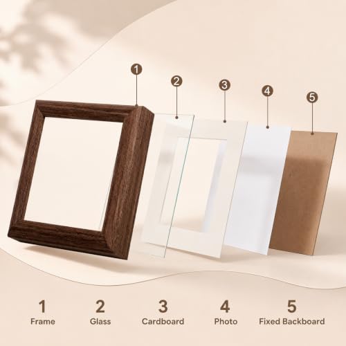Small Shadow Box Frame 4x4 Inch Wooden Square Picture Frame Set