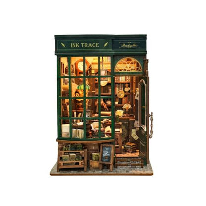 Miniature Bookstore DIY Kit with LED Light – Craft Model for Adults