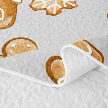Feelyou Christmas Quilt Set Queen Size Ash Gray & Warm Tan Lightweight Bedspread