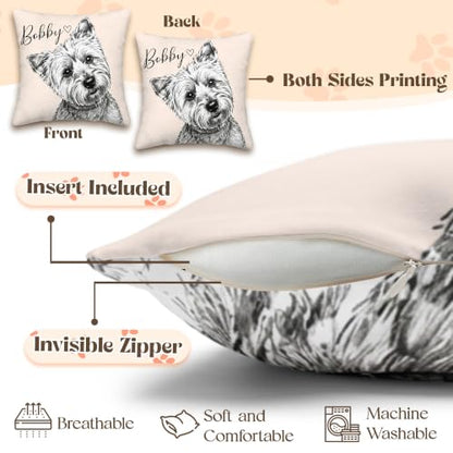 Custom Pet Pillow with Picture and Name - Style 6, Dog Face Personalized Pillow