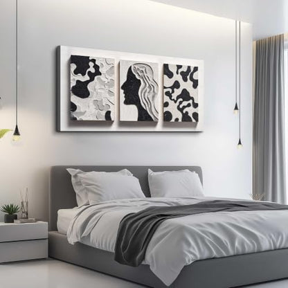 Large Black and White Abstract Canvas Wall Art 30x60 Inches - Modern Bedroom Decor Variation of THIS listing