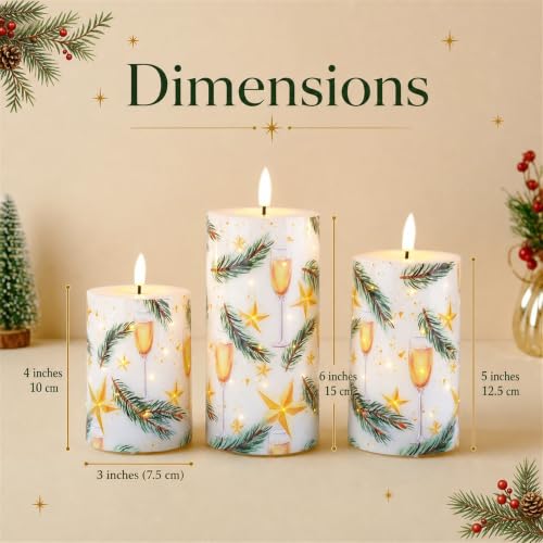 Fiber Optic LED Candle Lights with Remote Control for Christmas Decor - Set of 3