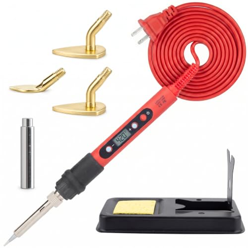 Red Mini Iron for Crafts & Sewing - 80W Heat Press with Digital Display & Replaceable Tips